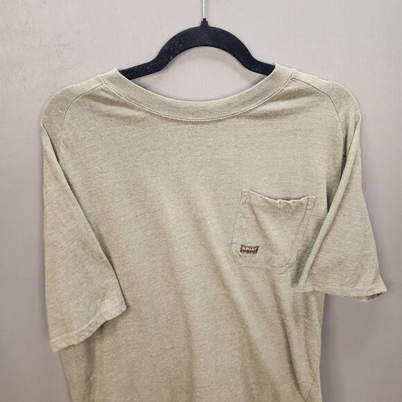 Ariat Rebar Men's T-Shirt Cotton Strong Short Sleeve Pocket Large Green Workwear - Picture 3 of 6